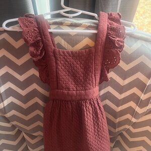 Zara baby Textured Maroon Dress with Ruffled Sleeves